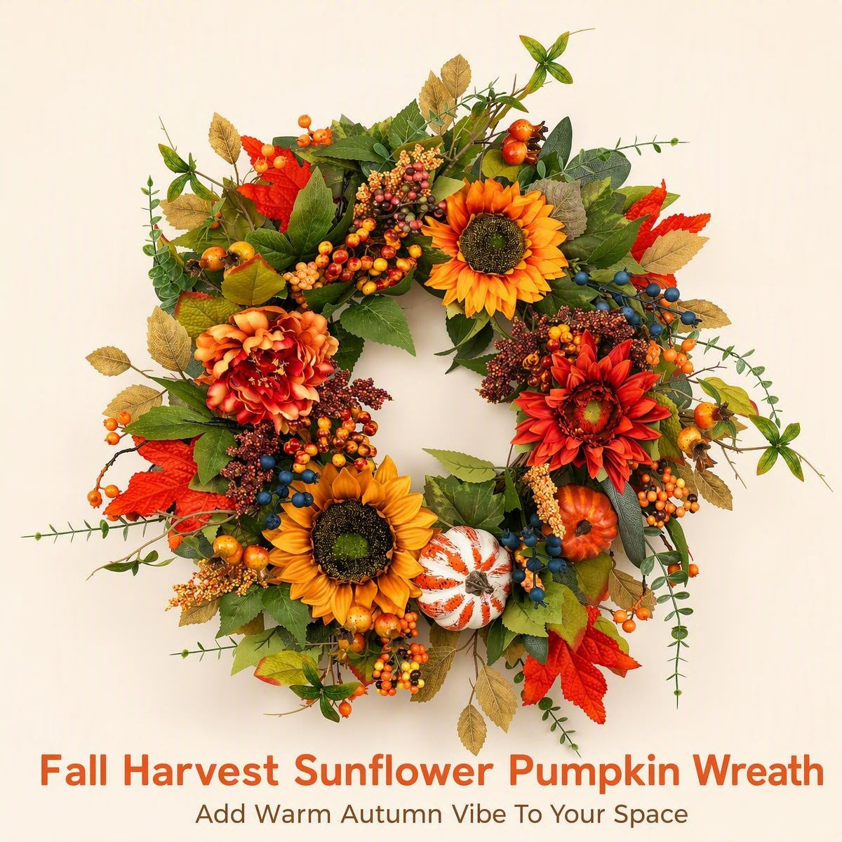 24 Inch Fall Wreath for Front Door - Wreath Components & Materials