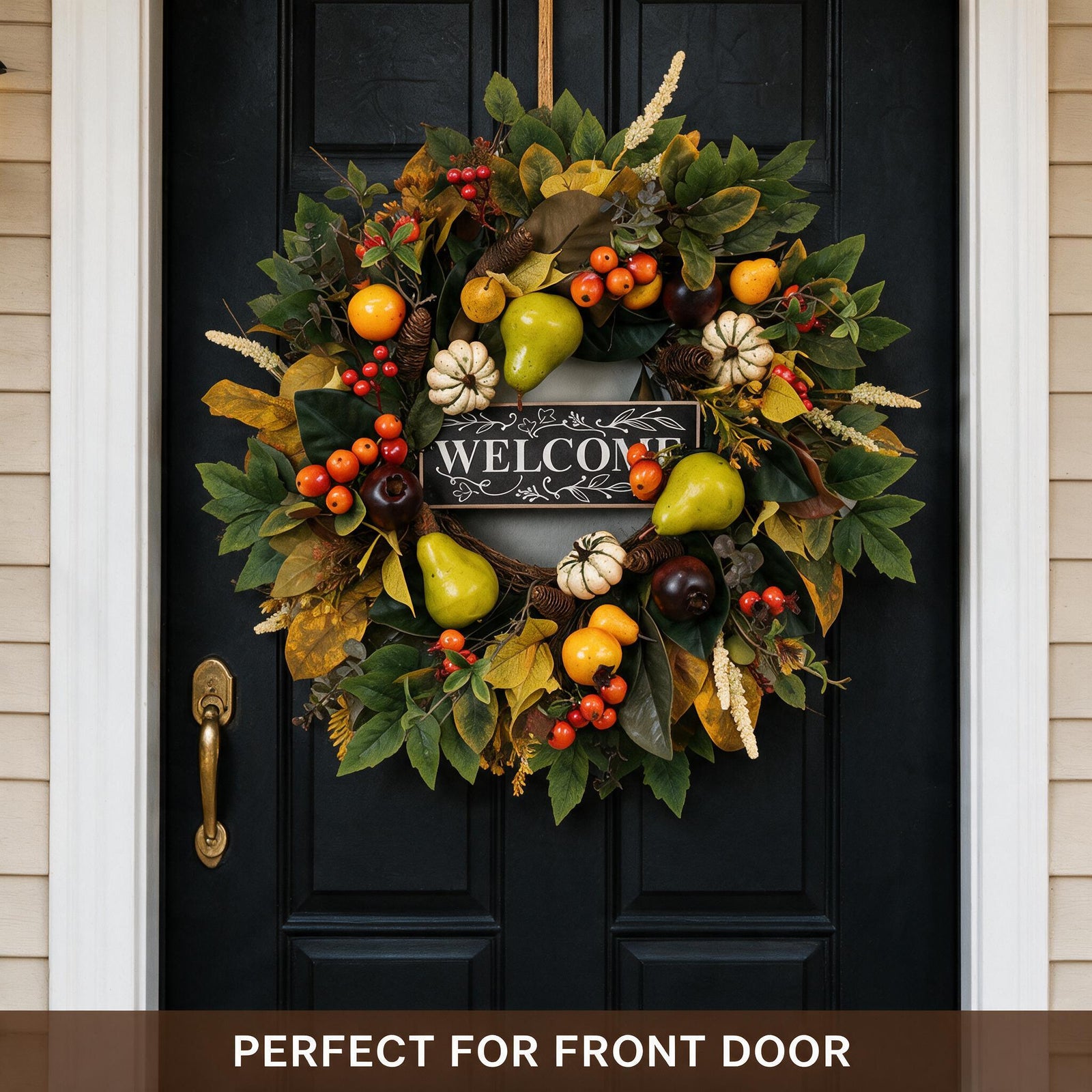 24 Inch Fall Wreath for Front Door - Welcome Harvest