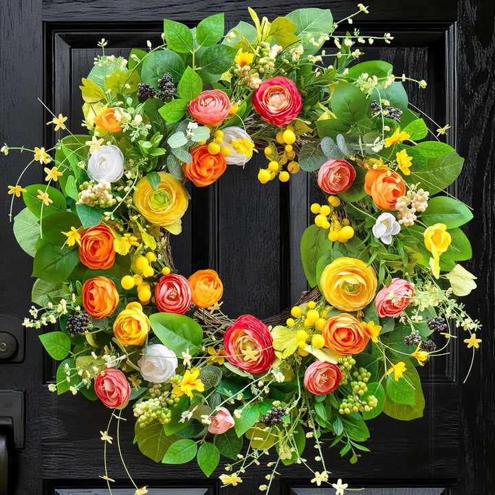 5Spring Summer Wreaths for Front Door Outside 24 Inch