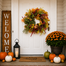 Maple Leaf & Berry Wreath with Green Bow