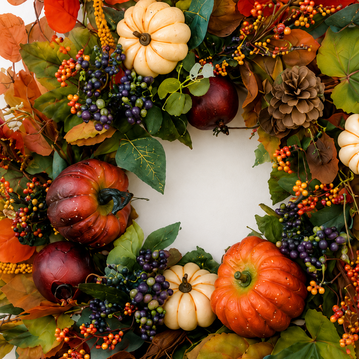 Harvest Pumpkin & Berry Botanical Wreath