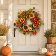 24 Inch Fall Wreath for Front Door - Wreath Components & Materials