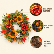 24 Inch Fall Wreath for Front Door - Wreath Components & Materials