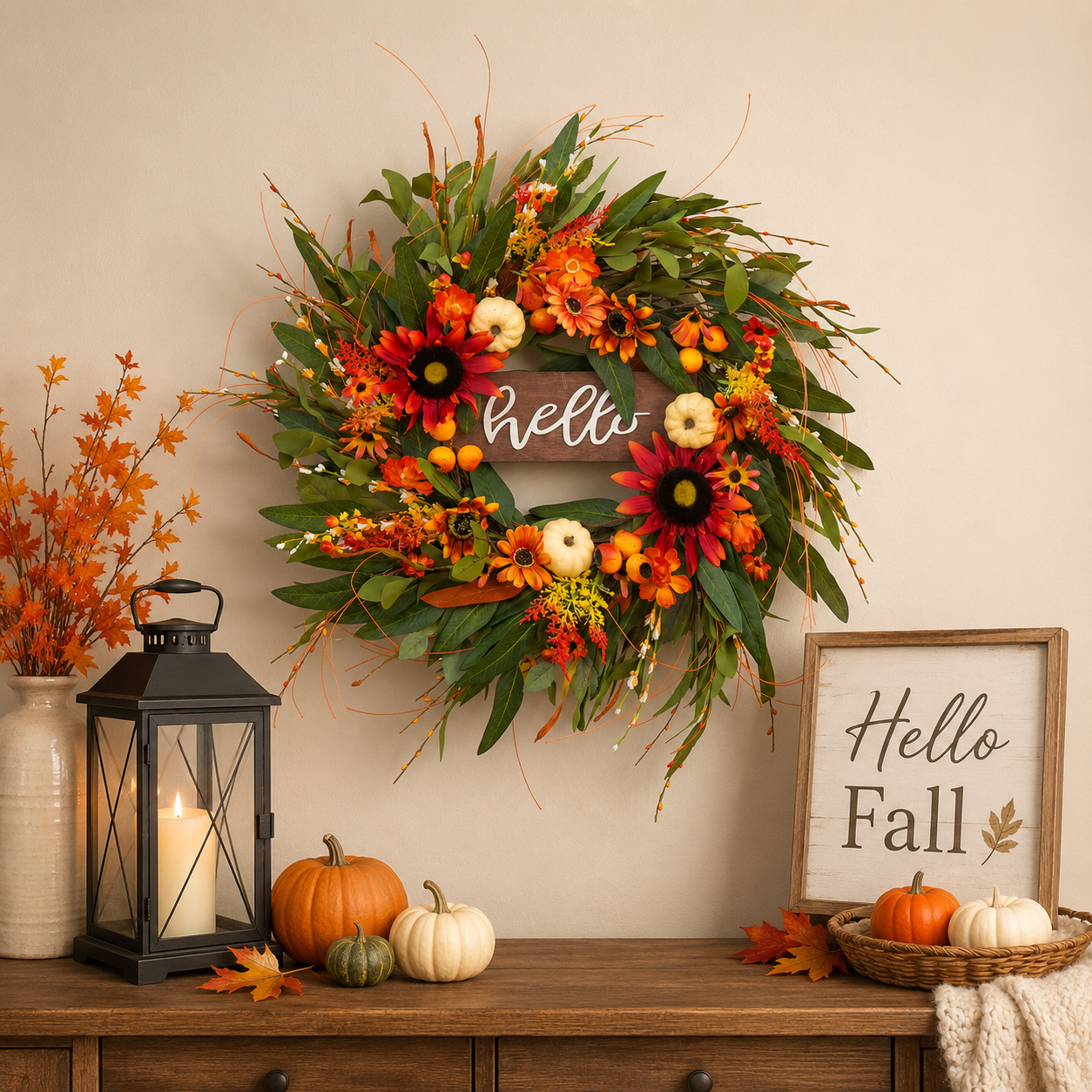 Hello Fall Sunflower Wreath