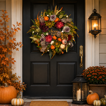 24 Inch Fall Wreath for Front Door - Welcome Fall Leopard Print Accent