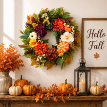 Dahlia & Pumpkin Harvest Wreath