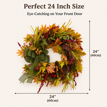 Maple Leaf & Berry Wreath with Green Bow