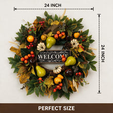 24 Inch Fall Wreath for Front Door - Welcome Harvest