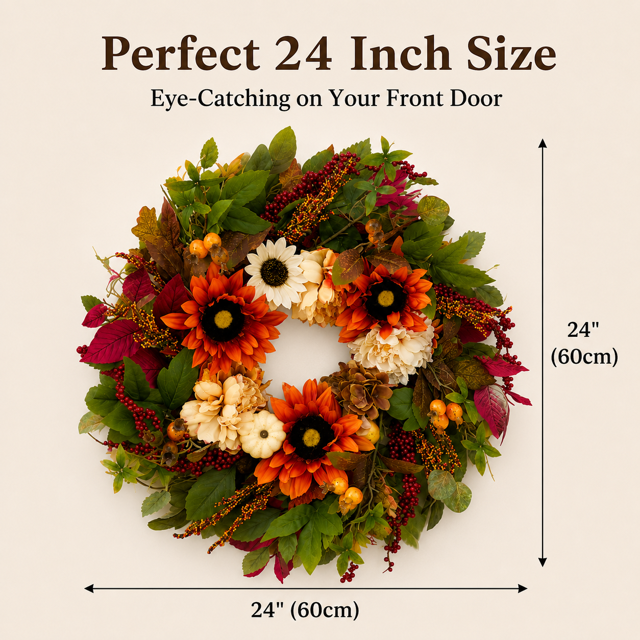 Autumn Berry & Sunflower Wreath