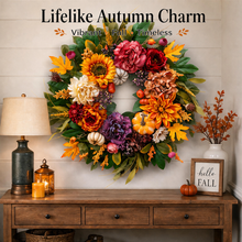 24 Inch Fall Wreath for Front Door - Warm Welcome Floral Wreath