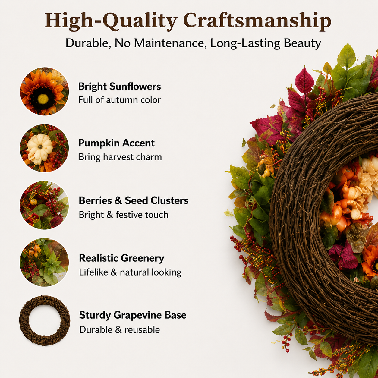Autumn Berry & Sunflower Wreath