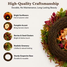 Autumn Berry & Sunflower Wreath