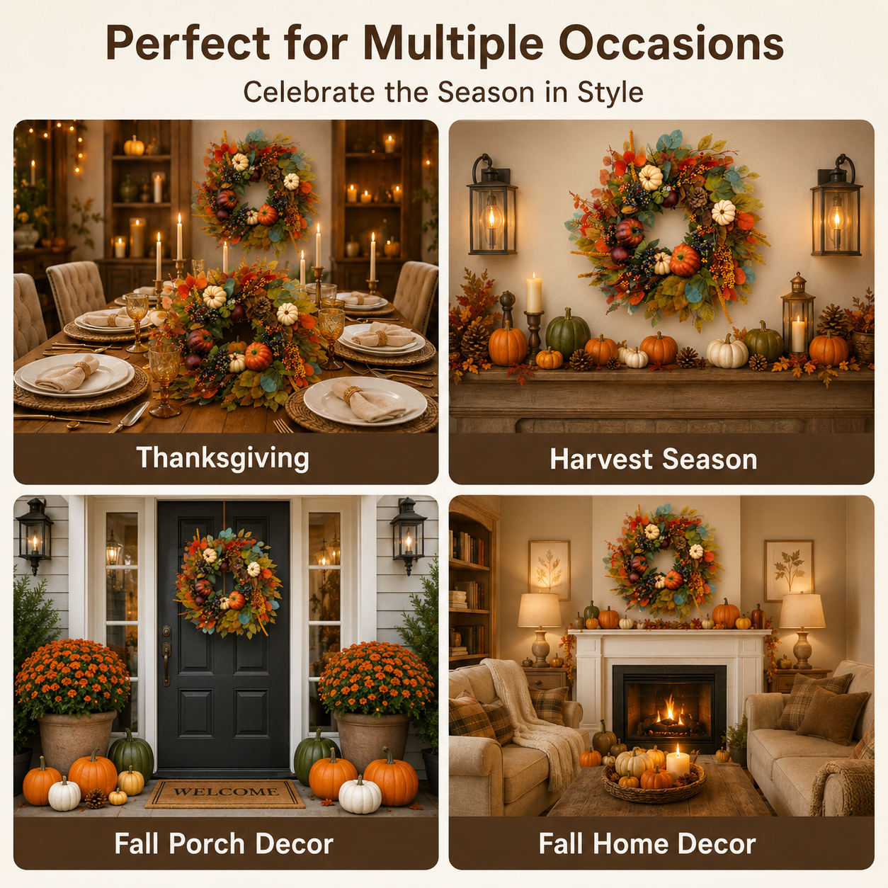 Harvest Pumpkin & Berry Botanical Wreath