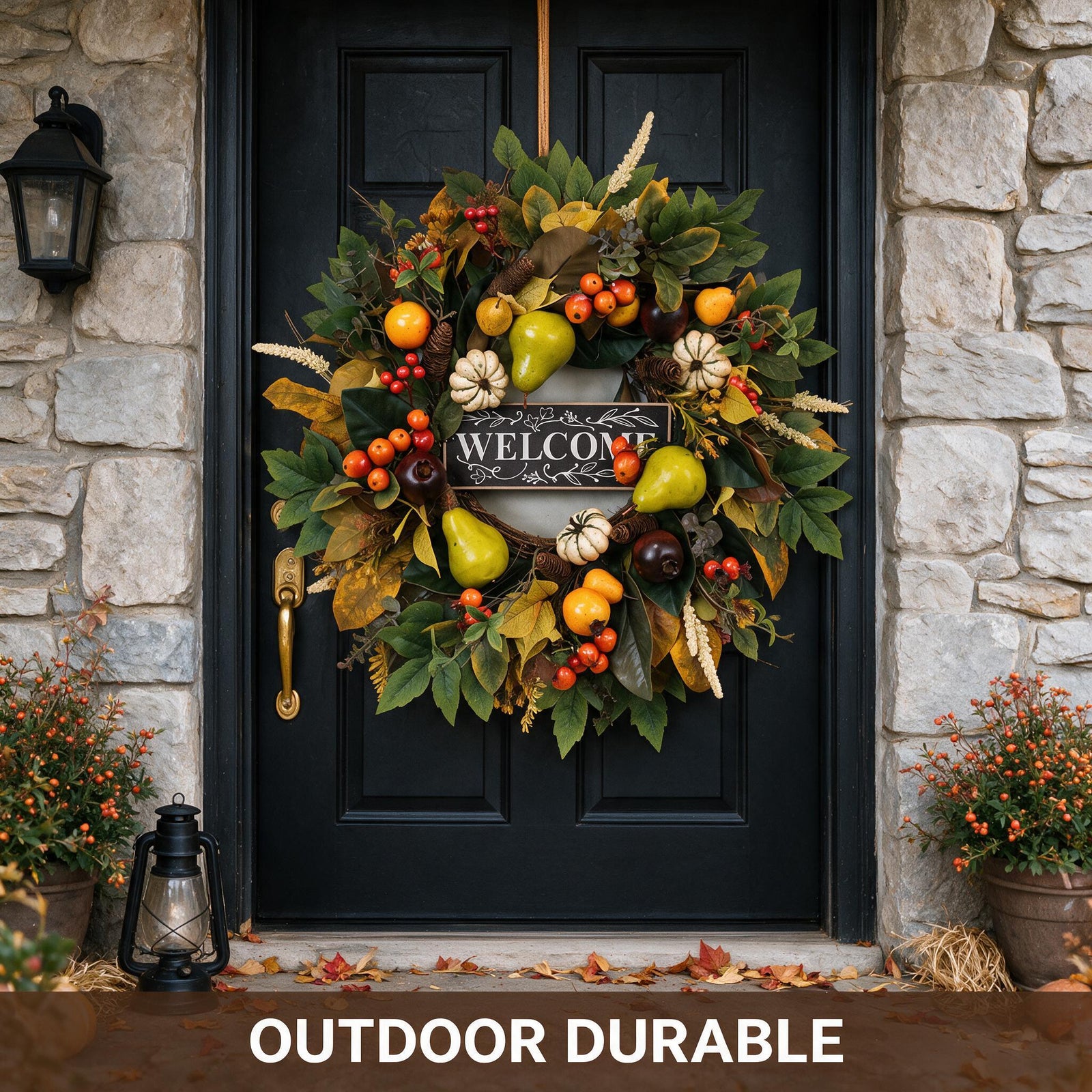 24 Inch Fall Wreath for Front Door - Welcome Harvest