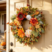 24 Inch Fall Wreaths for Front Door Outside Autumn Wreath with Peony