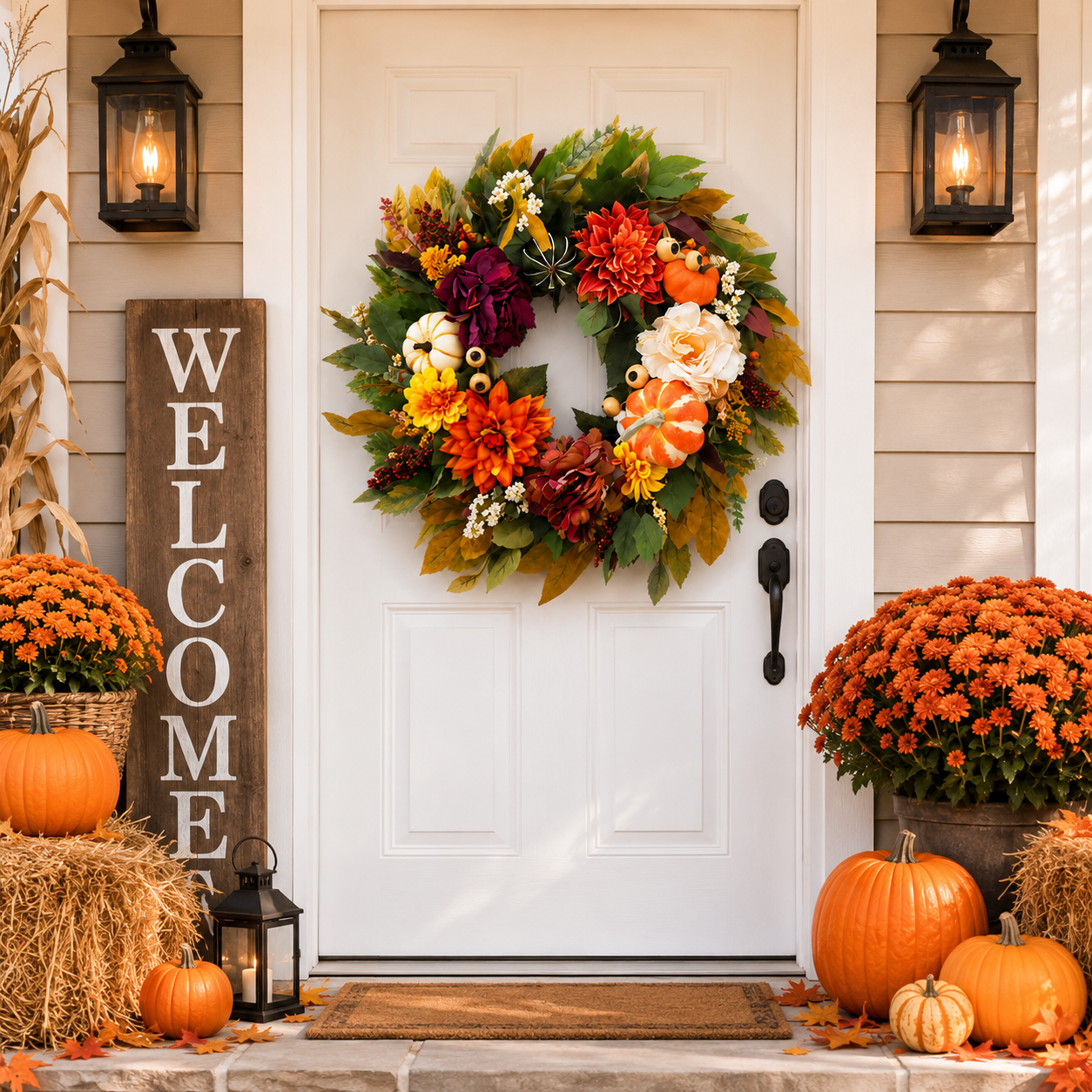 Dahlia & Pumpkin Harvest Wreath