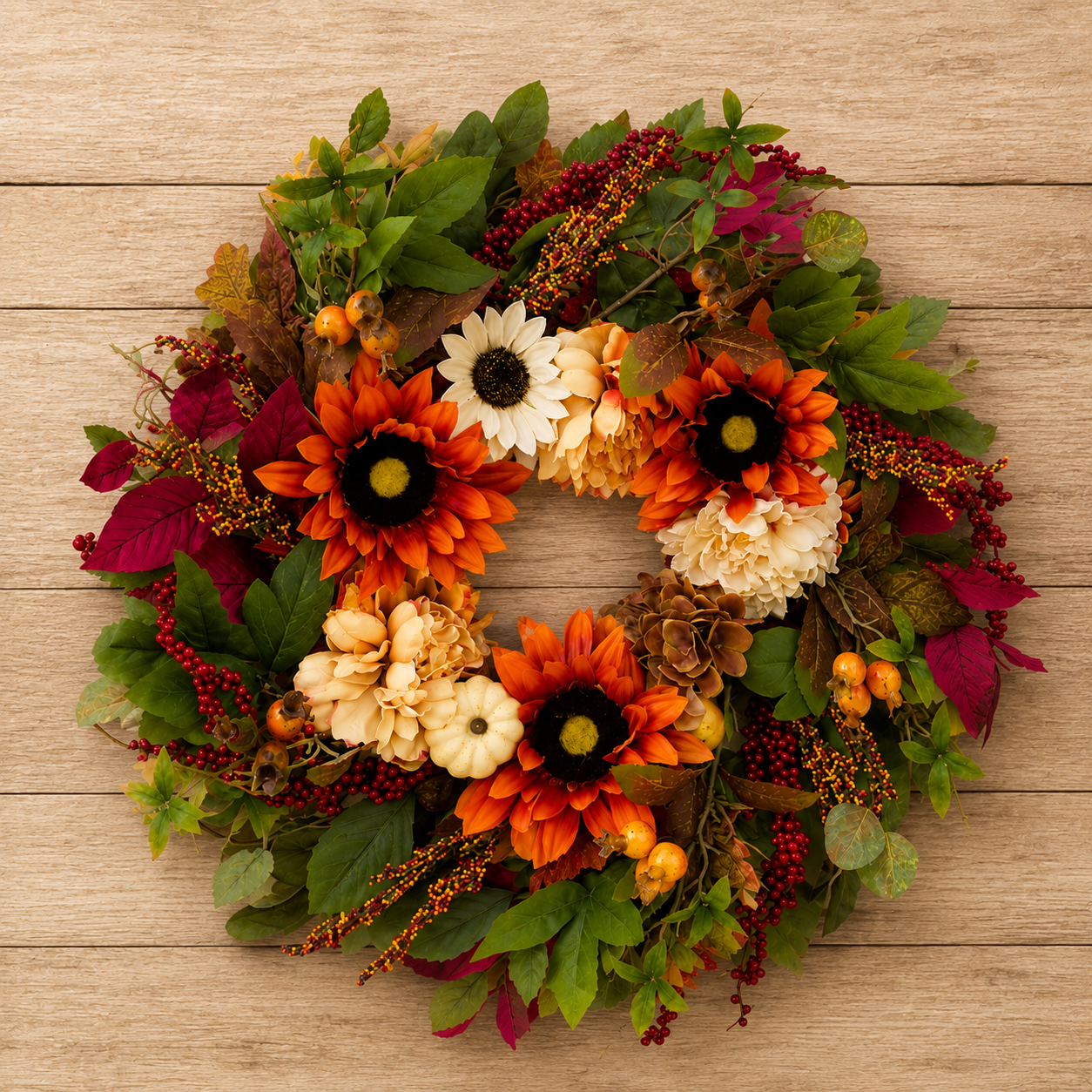 Autumn Berry & Sunflower Wreath