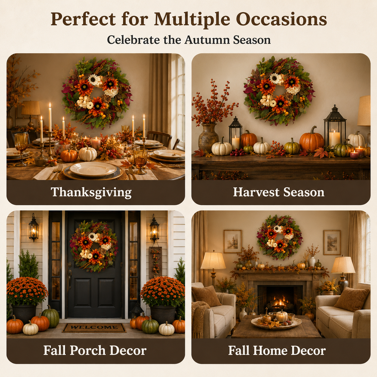 Autumn Berry & Sunflower Wreath