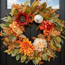 24 Inch Fall Wreaths for Front Door Outside Autumn Wreath with Peony