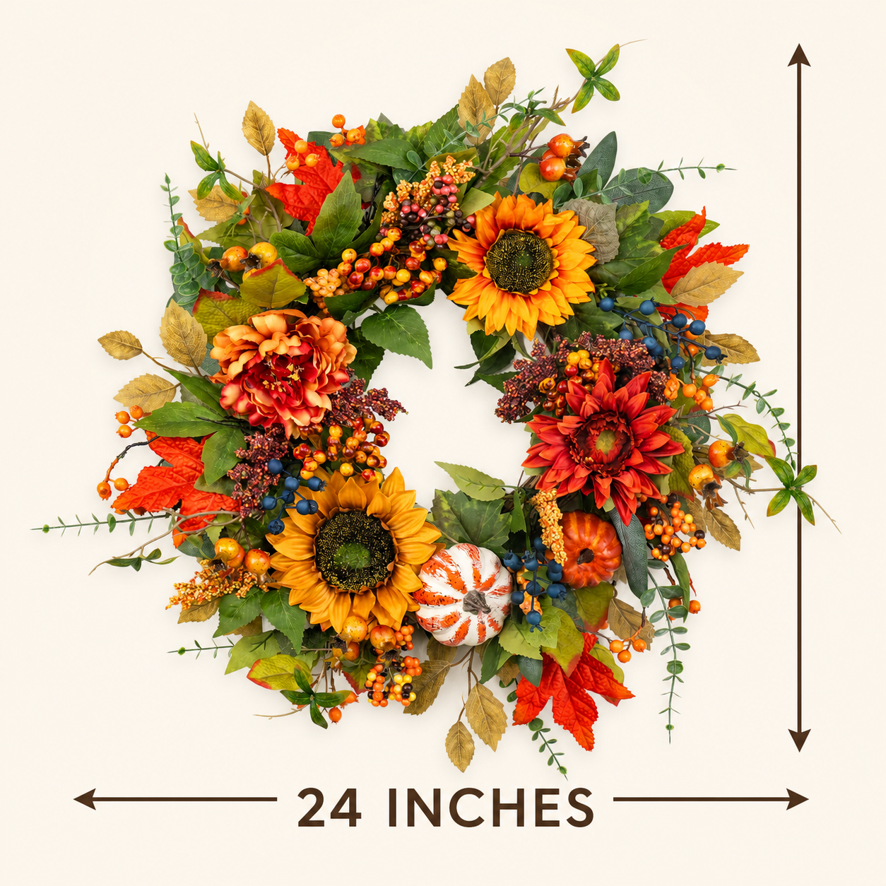 24 Inch Fall Wreath for Front Door - Wreath Components & Materials