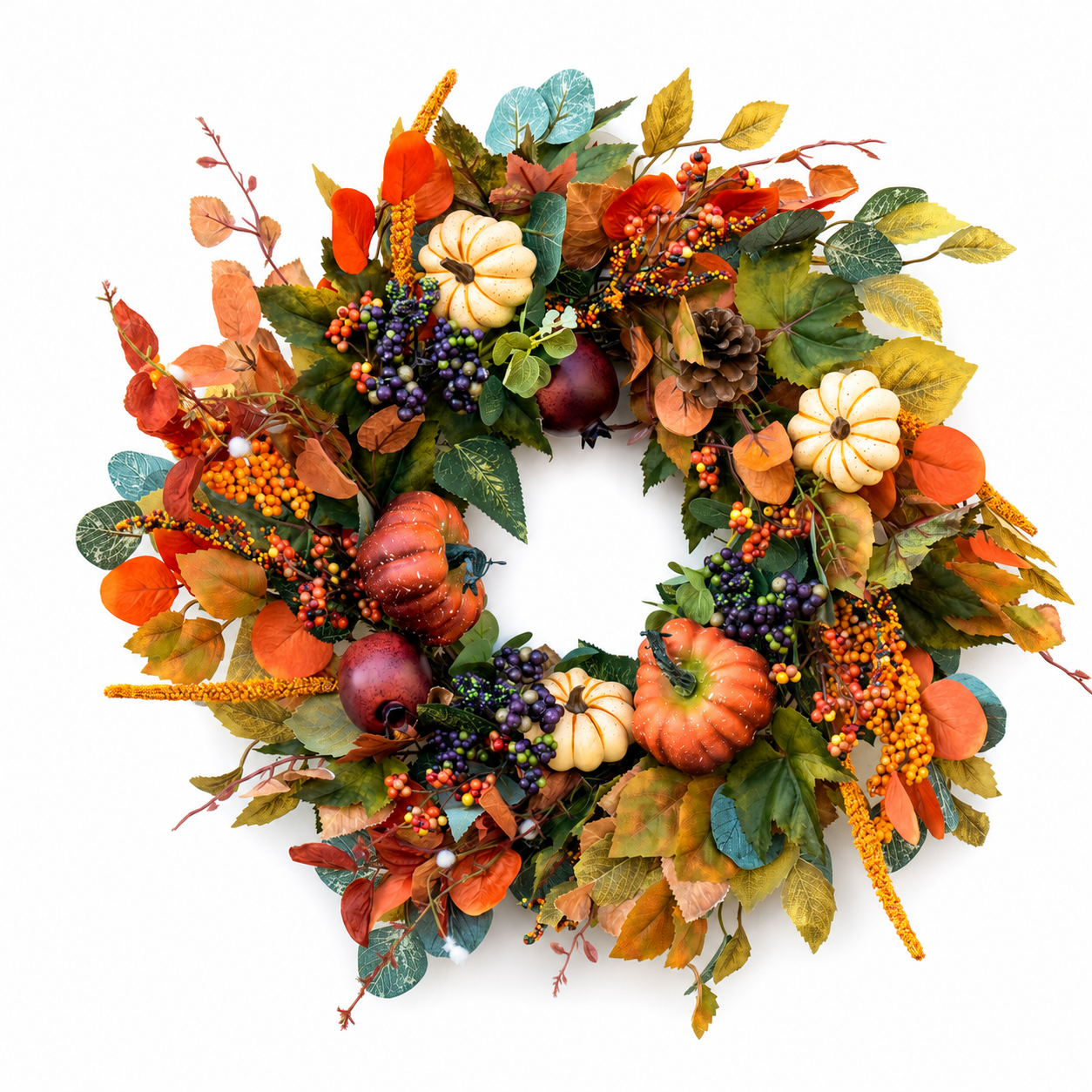 Harvest Pumpkin & Berry Botanical Wreath