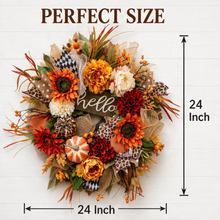 24 Inch Fall Wreath for Front Door - Hello Autumn Charm