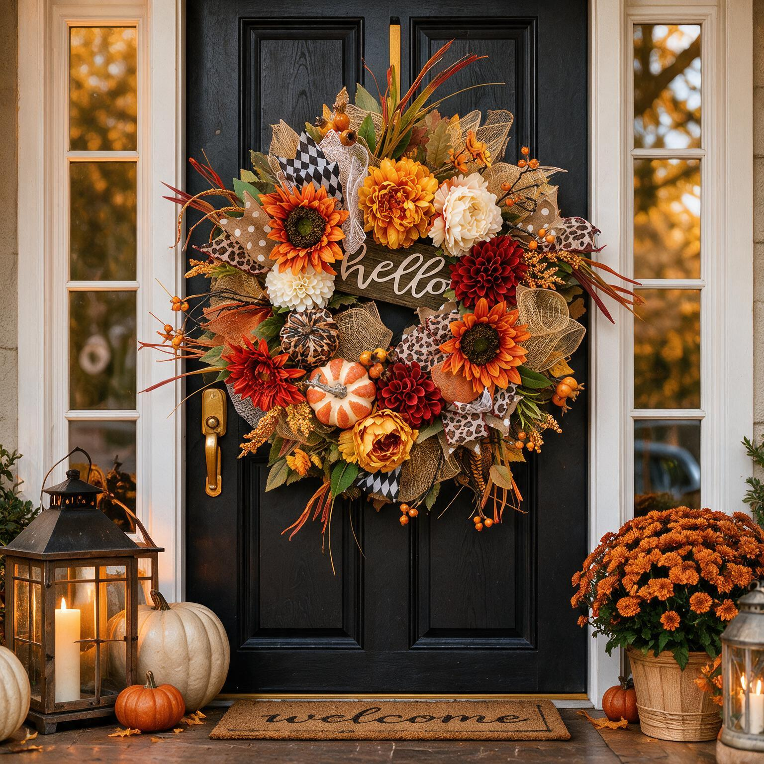 24 Inch Fall Wreath for Front Door - Hello Autumn Charm