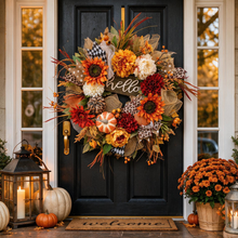 24 Inch Fall Wreath for Front Door - Hello Autumn Charm