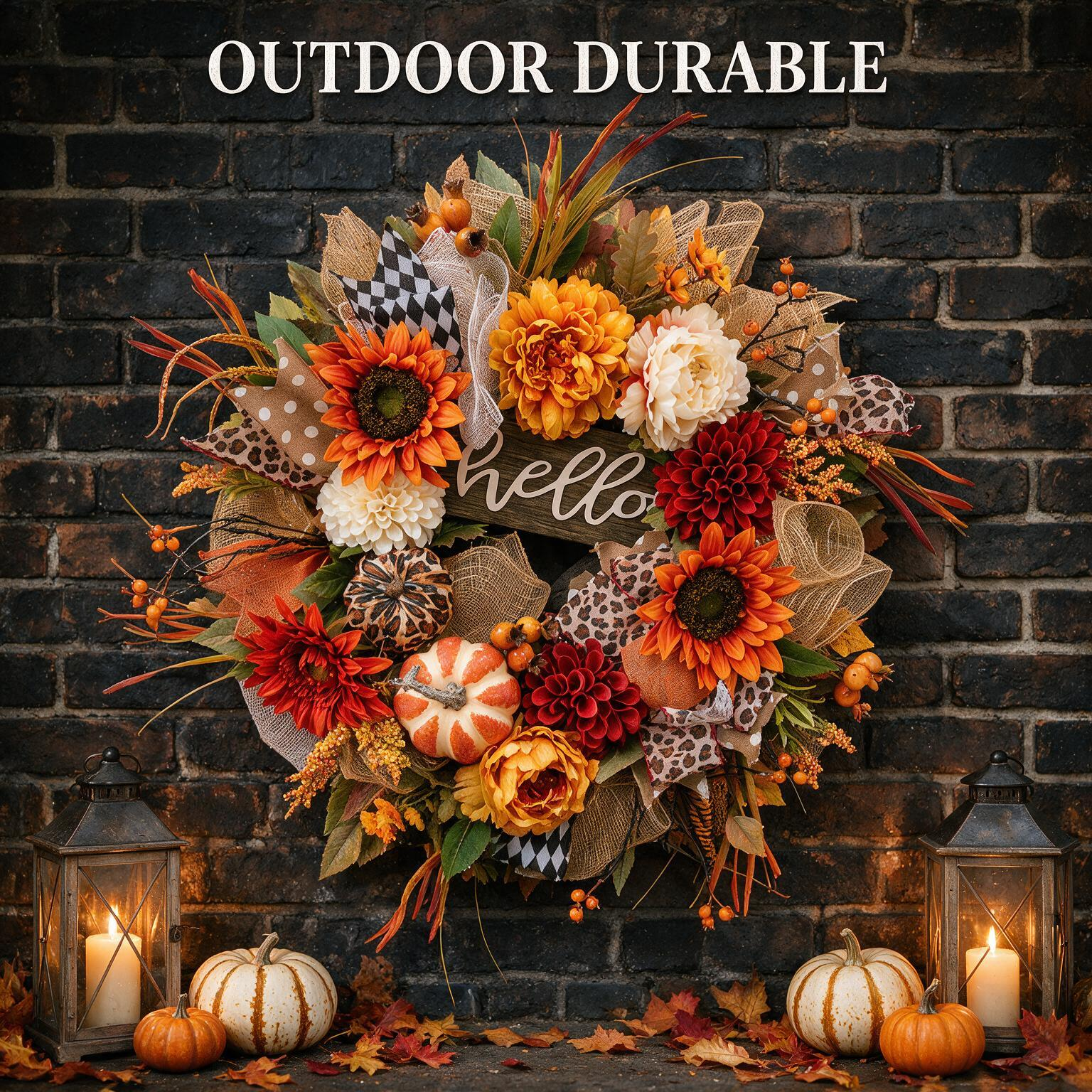 24 Inch Fall Wreath for Front Door - Hello Autumn Charm