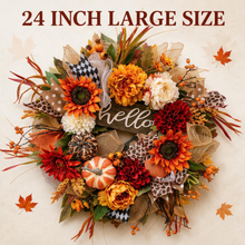 24 Inch Fall Wreath for Front Door - Hello Autumn Charm