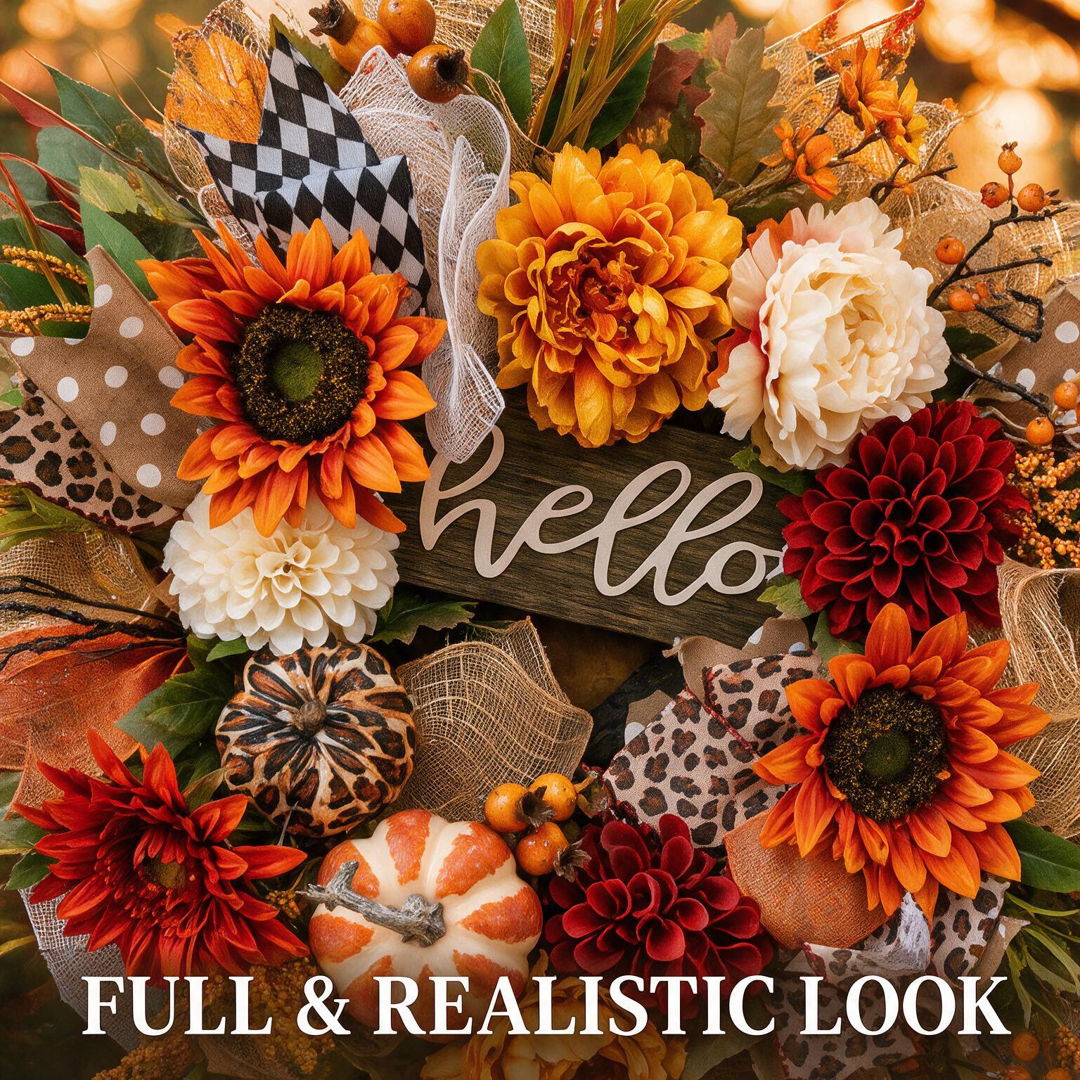 24 Inch Fall Wreath for Front Door - Hello Autumn Charm