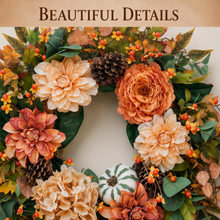 24 Inch Fall Wreath for Front Door - Warm Welcome for Fall
