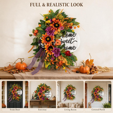 24 Inch Fall Wreath for Front Door - Home Sweet Home