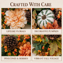 24 Inch Fall Wreath for Front Door - Warm Welcome for Fall