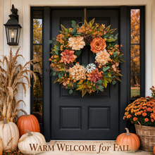 24 Inch Fall Wreath for Front Door - Warm Welcome for Fall