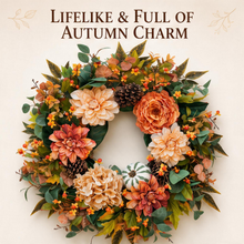 24 Inch Fall Wreath for Front Door - Warm Welcome for Fall