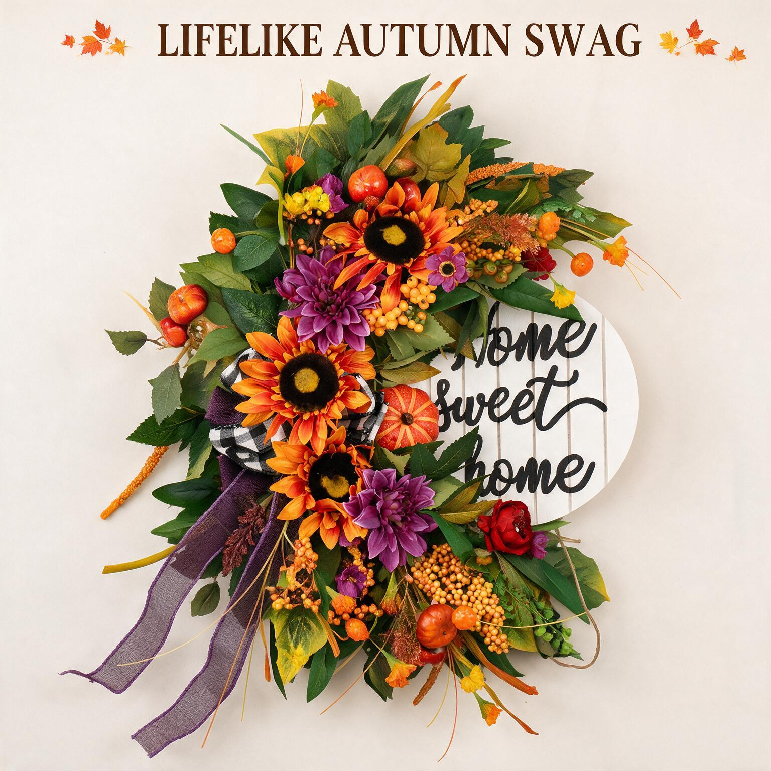 24 Inch Fall Wreath for Front Door - Home Sweet Home