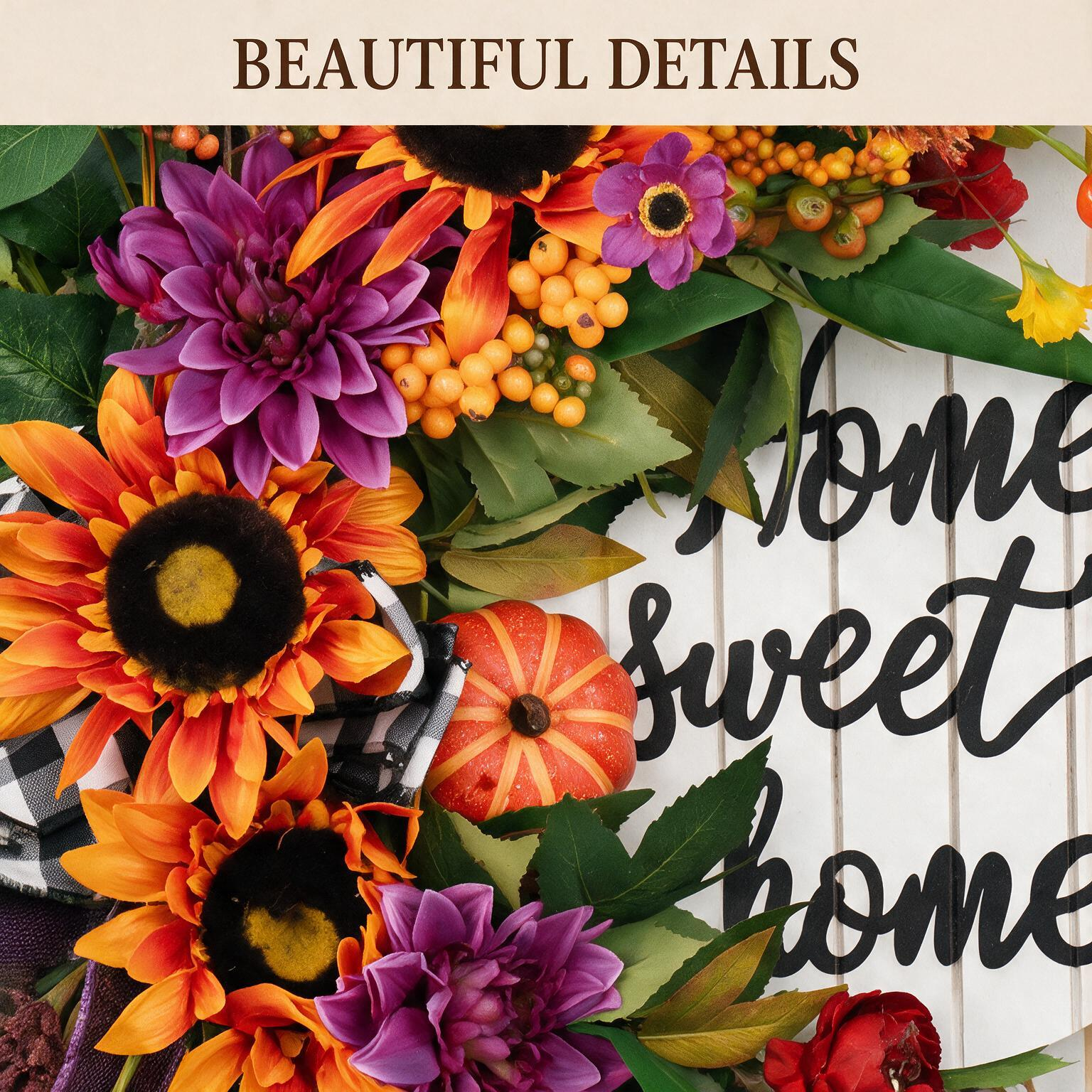24 Inch Fall Wreath for Front Door - Home Sweet Home