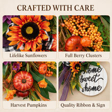 24 Inch Fall Wreath for Front Door - Home Sweet Home