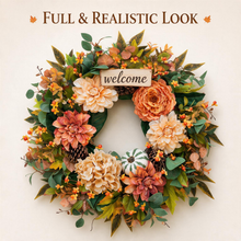 24 Inch Fall Wreath for Front Door - Warm Welcome for Fall