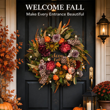 24 Inch Fall Wreath for Front Door - Welcome Fall Leopard Print Accent